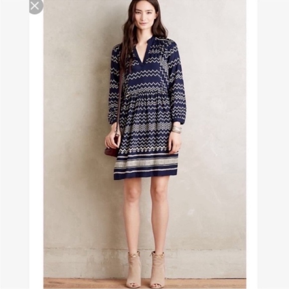 Anthropologie Dresses & Skirts - Anthropologie Holding Horses Blue Farica Chevron Dress